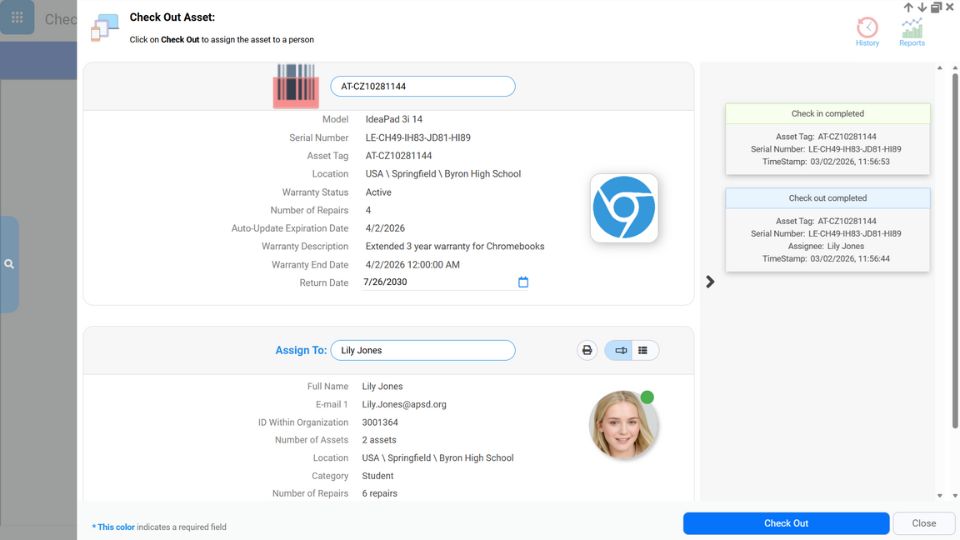 Redesigned Barcode Check‑in/out